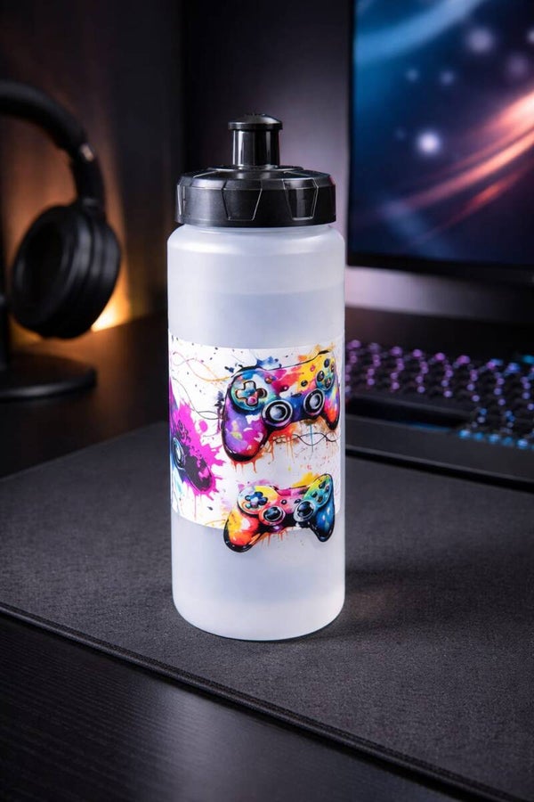 Kids Gamer Water Bottle Gaming Controller Design Sports Drink Bottle School Gym Reusable Bottle