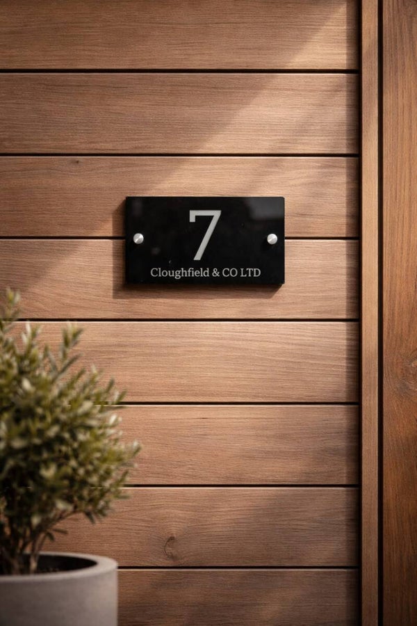 Personalised House Sign | Acrylic Door Number Plaque | Any Name & Number | Choice of Vinyl Colour | Outdoor Sign