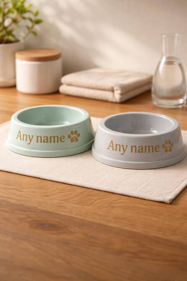 Personalised Plastic Pet Bowls - Custom Name Food & Water Dishes for Dogs & Cats | 20cm