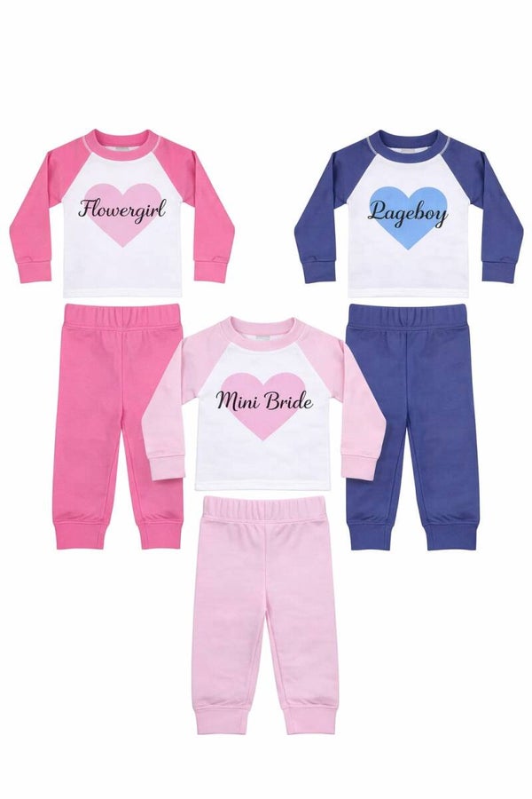Personalised Flower Girl & Page Boy Outfits | Custom Name & Date | Mini Bride Pyjamas