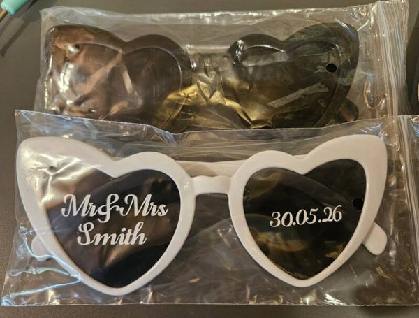 Personalised Heart-Shaped Wedding Sunglasses