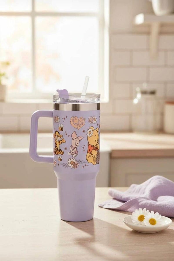 Adorable purple Winnie the Pooh inspired thermos