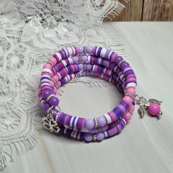 Wikkelarmband paars/roze