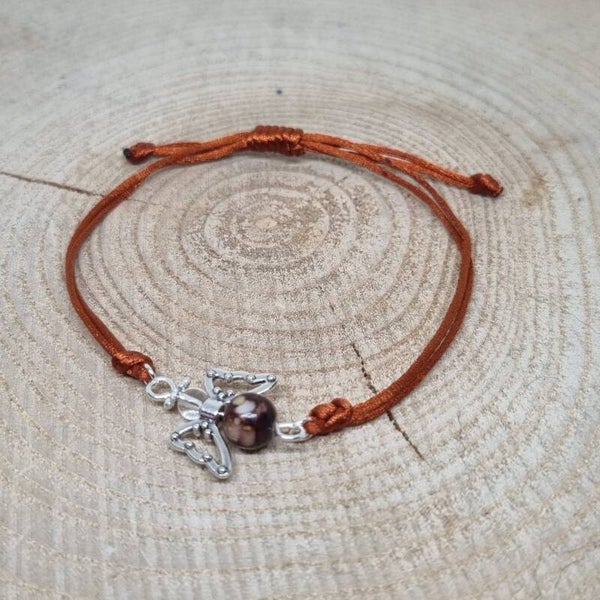 Satijnkoord armband bruin