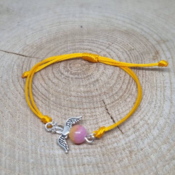 Satijnkoord armband geel