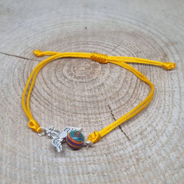 Satijnkoord armband geel