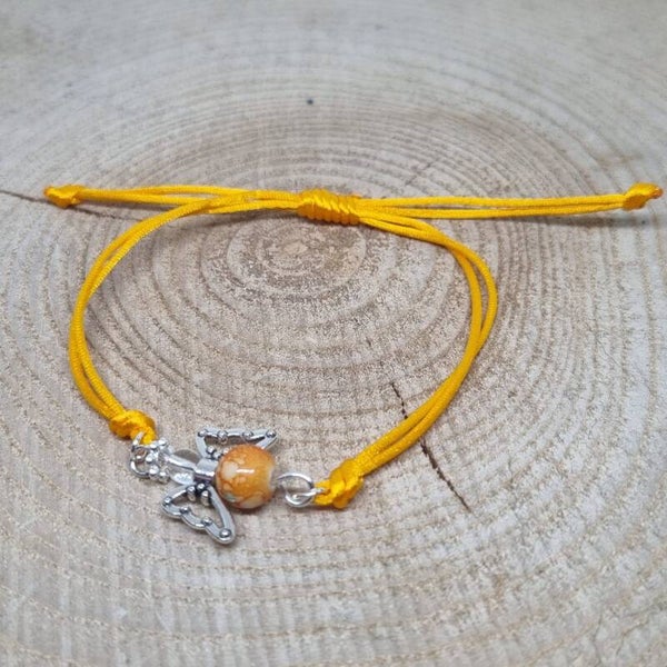 Satijnkoord armband geel