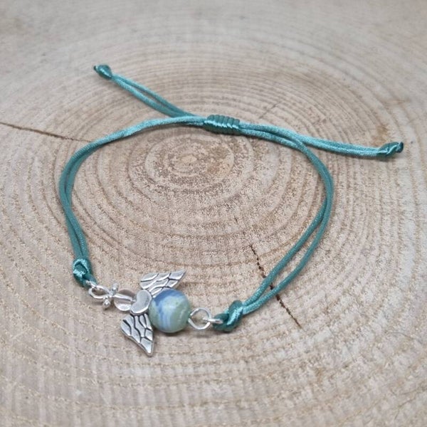 Satijnkoord armband petrol