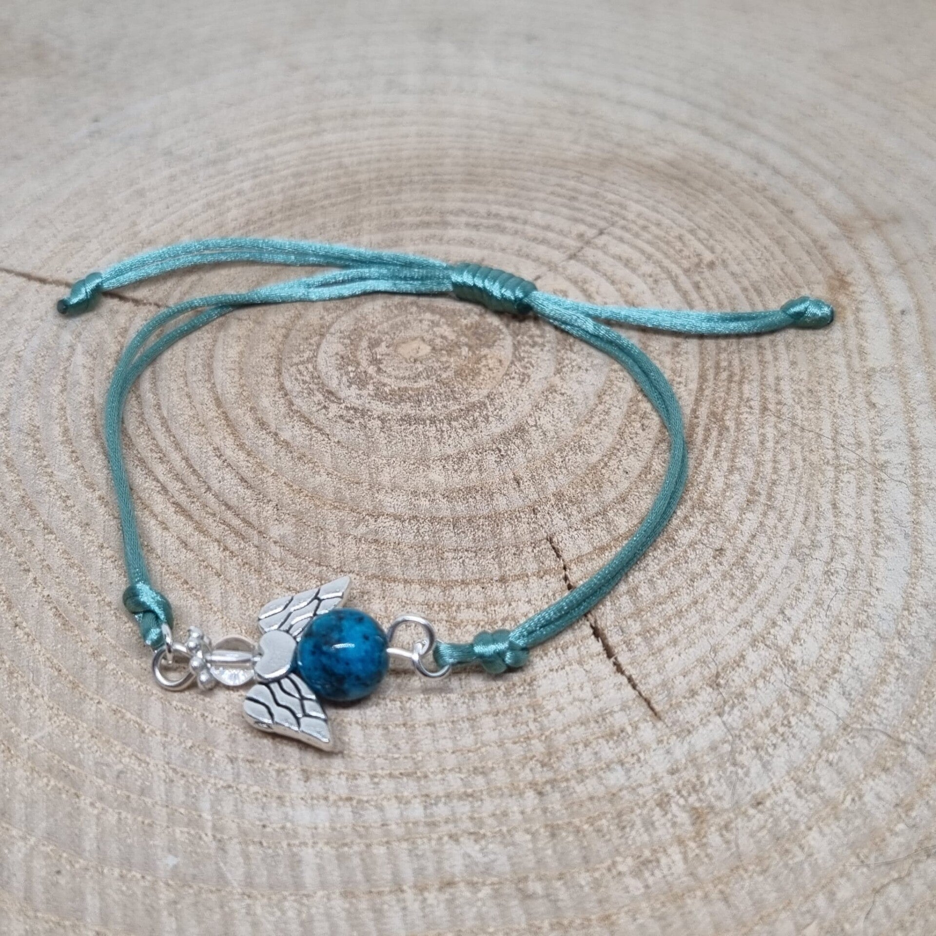 Satijnkoord armband petrol