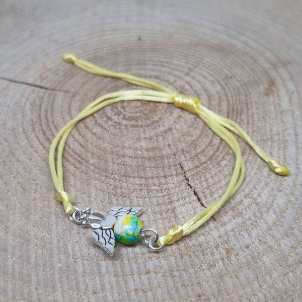 Satijnkoord armband licht geel