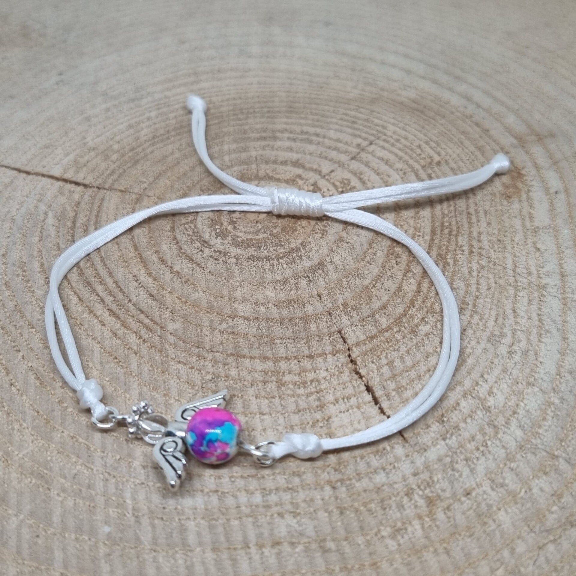 Satijnkoord armband wit