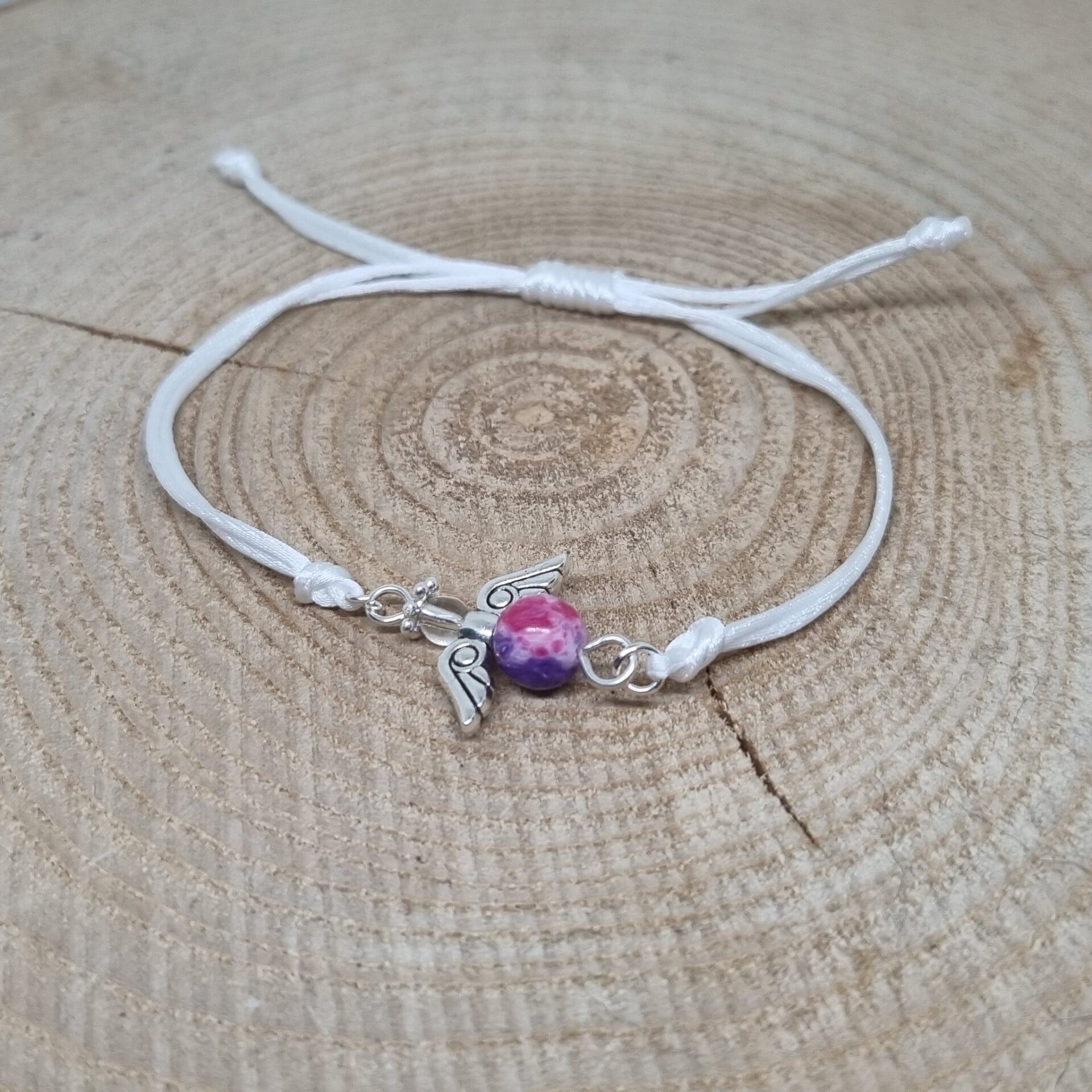 Satijnkoord  armband wit