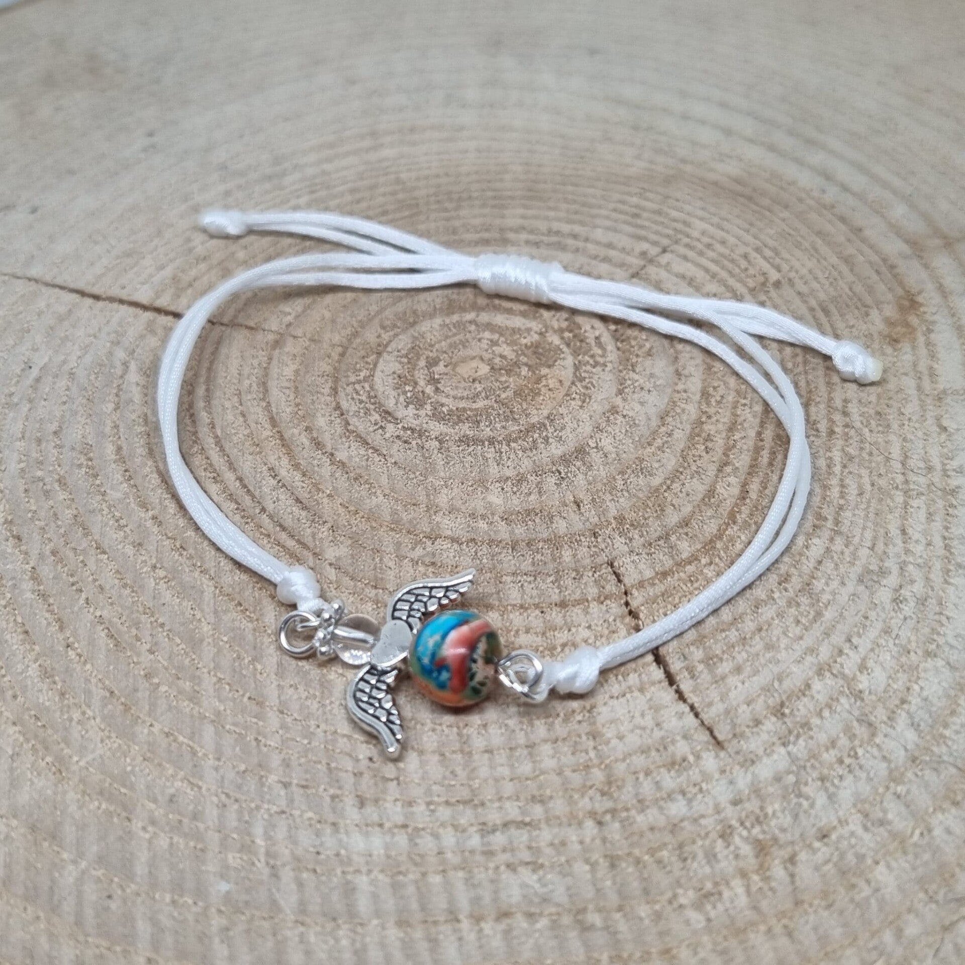 Satijnkoord armband wit