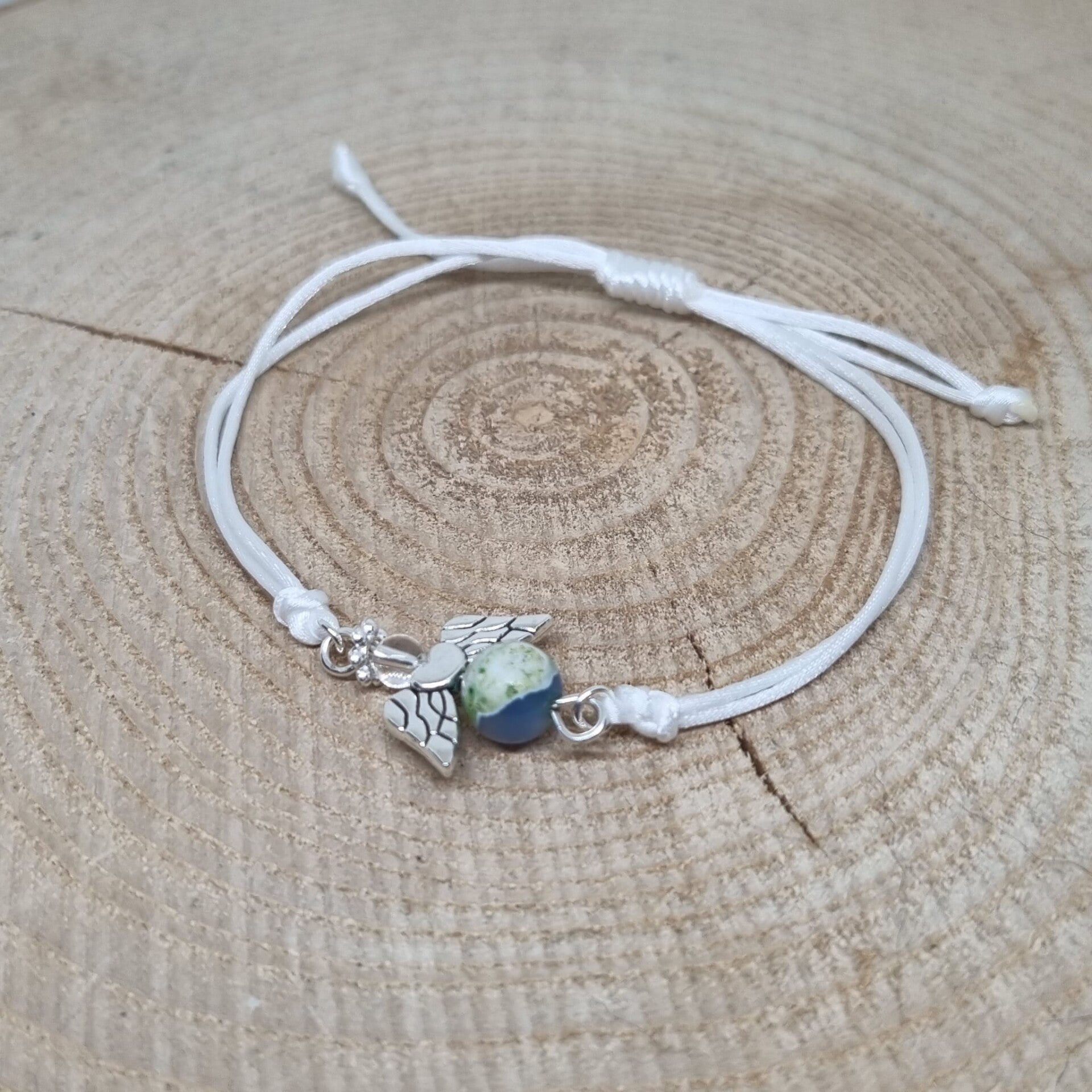 Satijnkoord armband wit