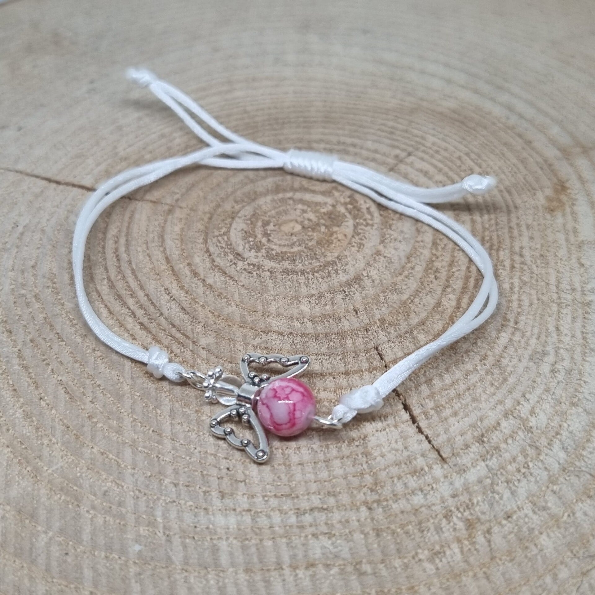 Satijnkoord armband wit