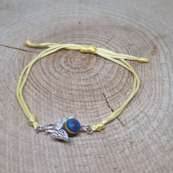 Satijnkoord armband licht geel