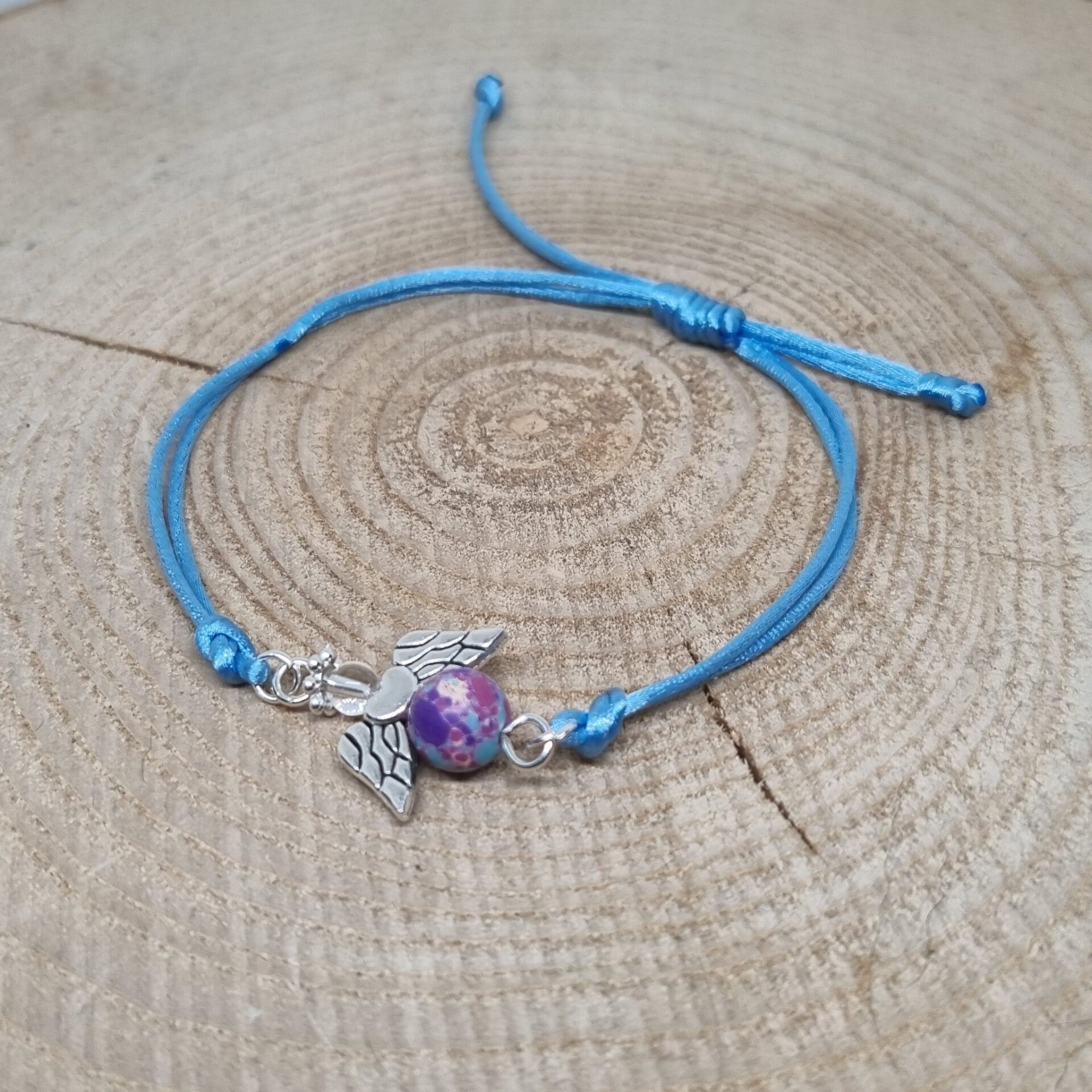 Satijnkoord armband blauw