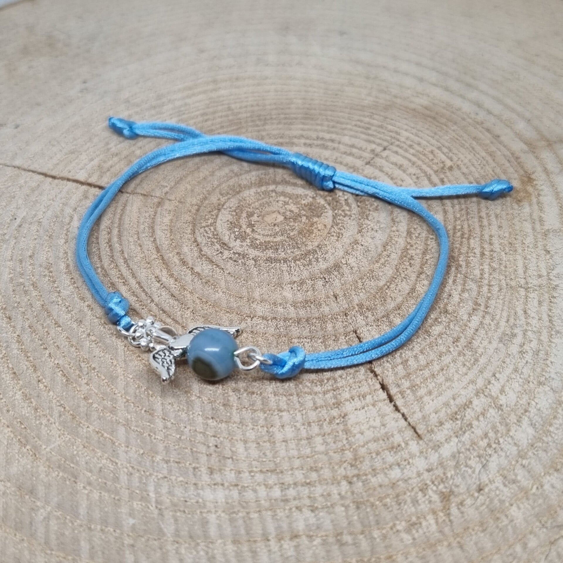Satijnkoord armband blauw