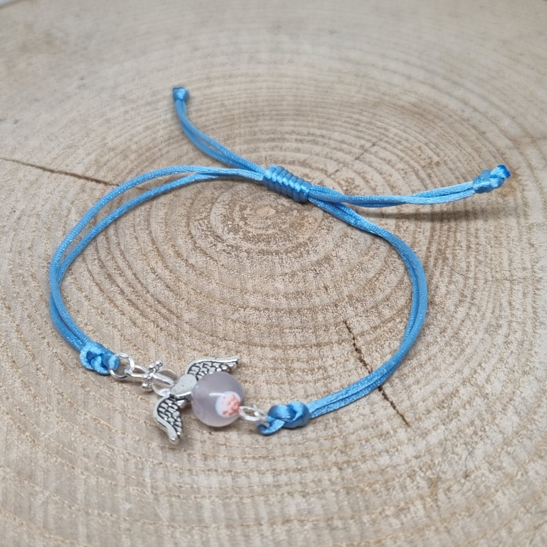 Satijnkoord armband blauw