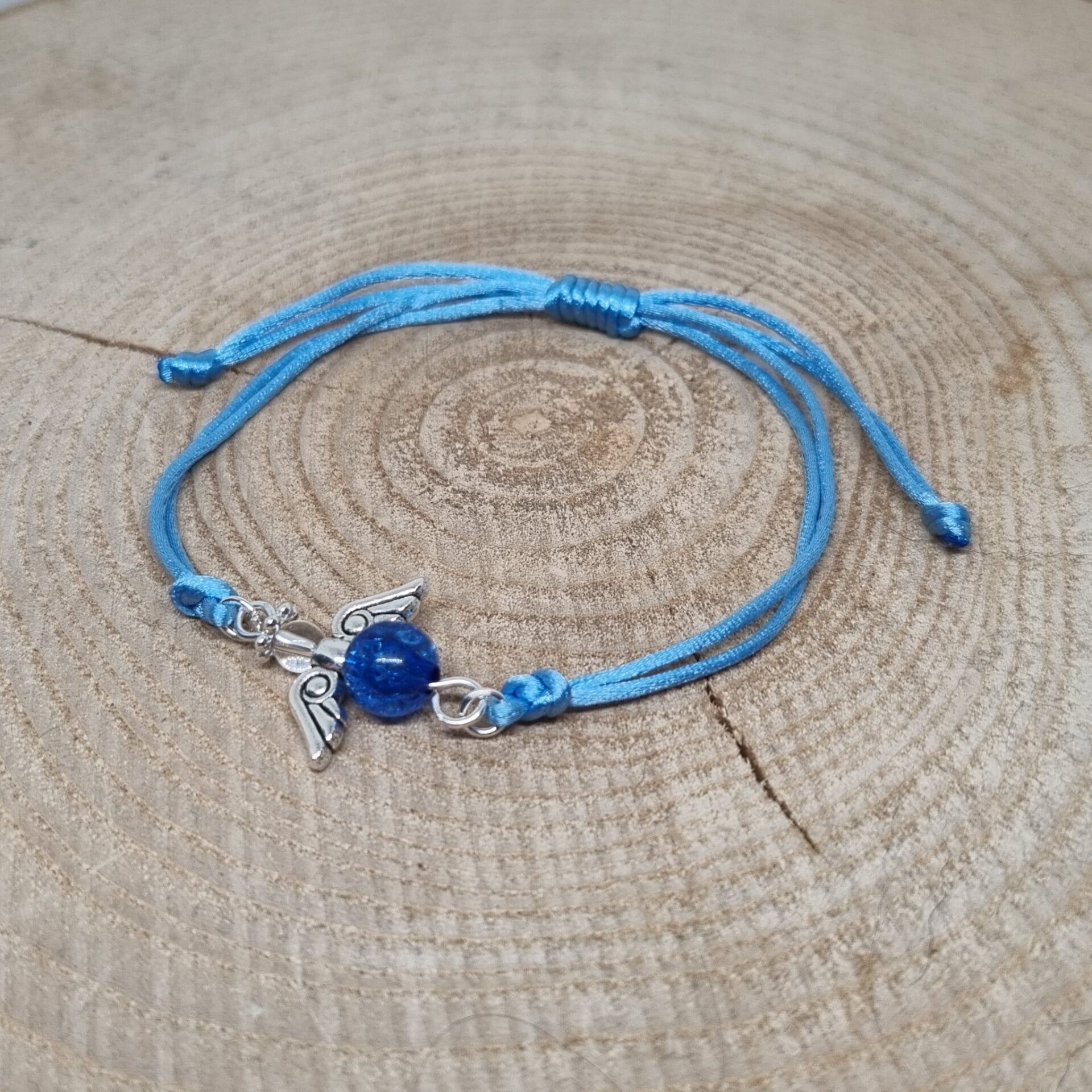 Satijnkoord armband blauw