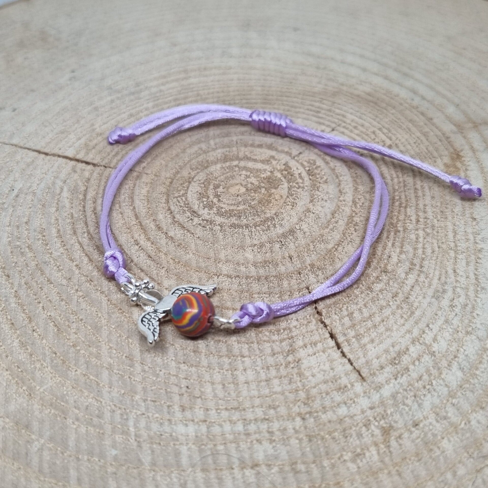 Satijnkoord armband lila