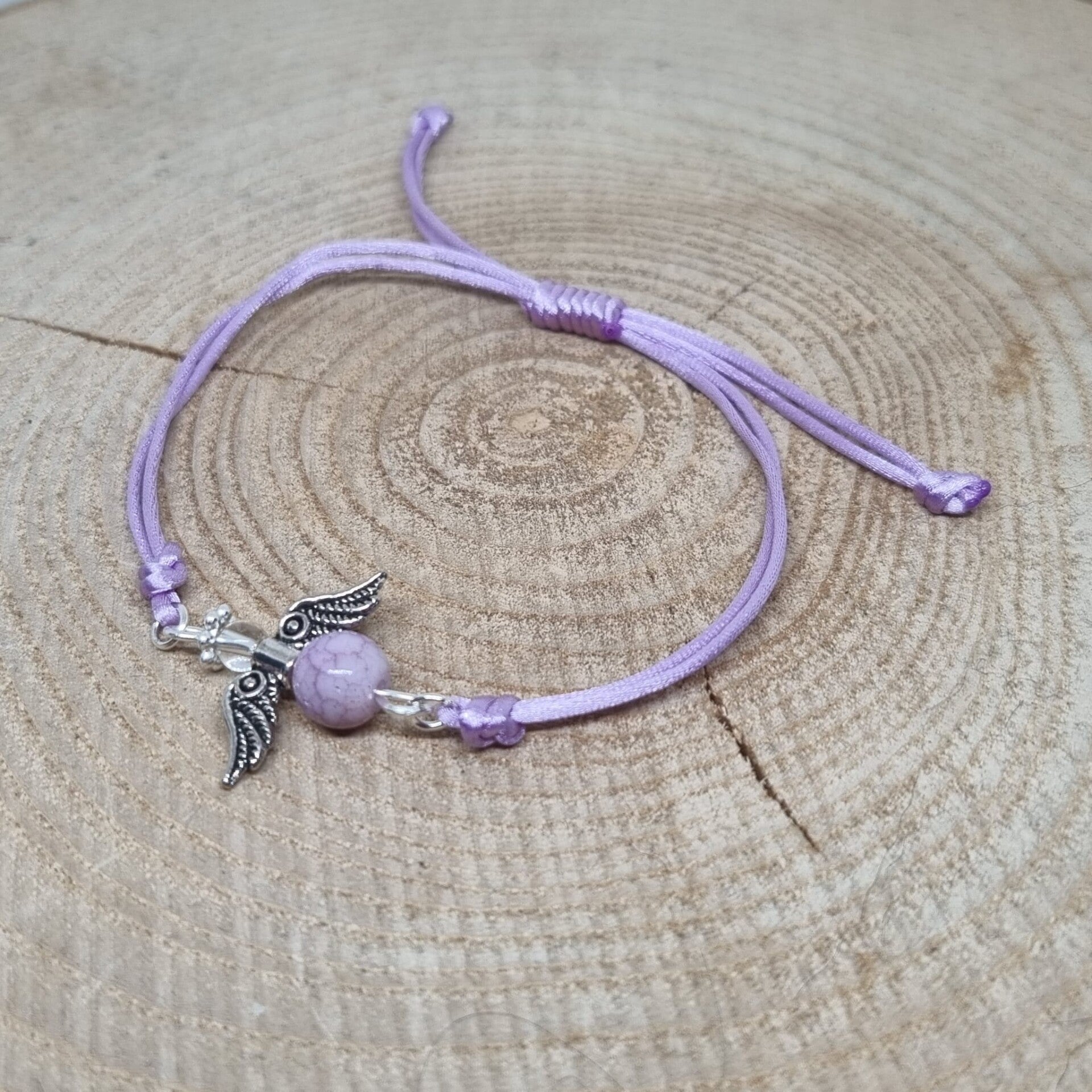 Satijnkoord armband lila