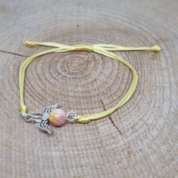 Satijnkoord armband licht geel
