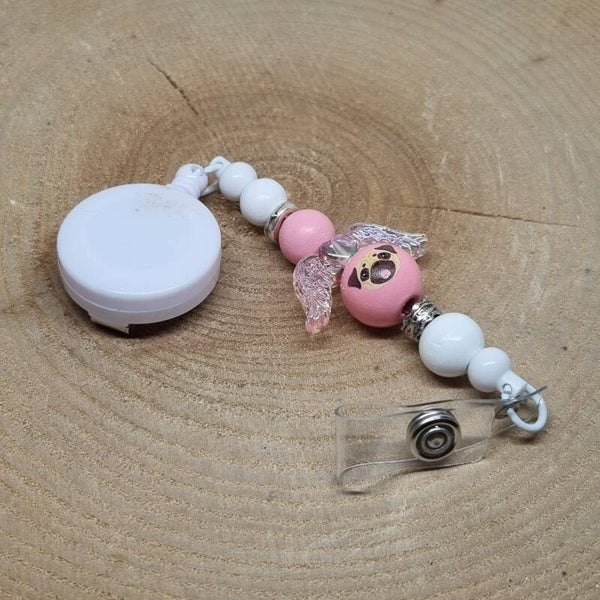 Badgehouder roze/wit