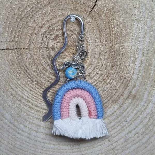 Boekenlegger blauw/roze/wit