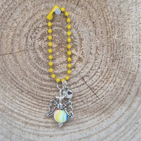 Sleutelhanger ballchain geel
