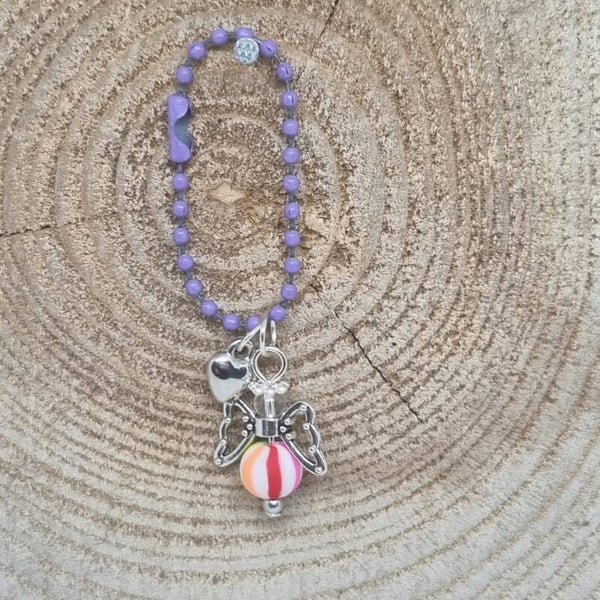 Sleutelhanger ballchain paars