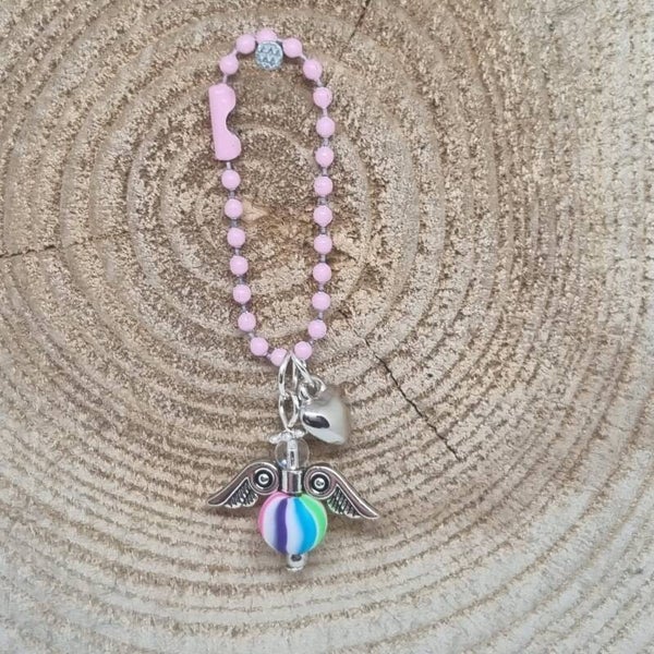 Sleutelhanger ballchain roze