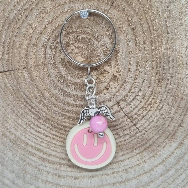 Sleutelhanger roze/creme