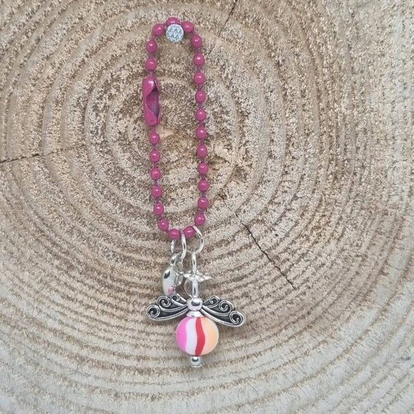 Sleutelhanger ballchain roze
