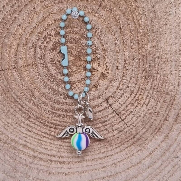Sleutelhanger ballchain blauw