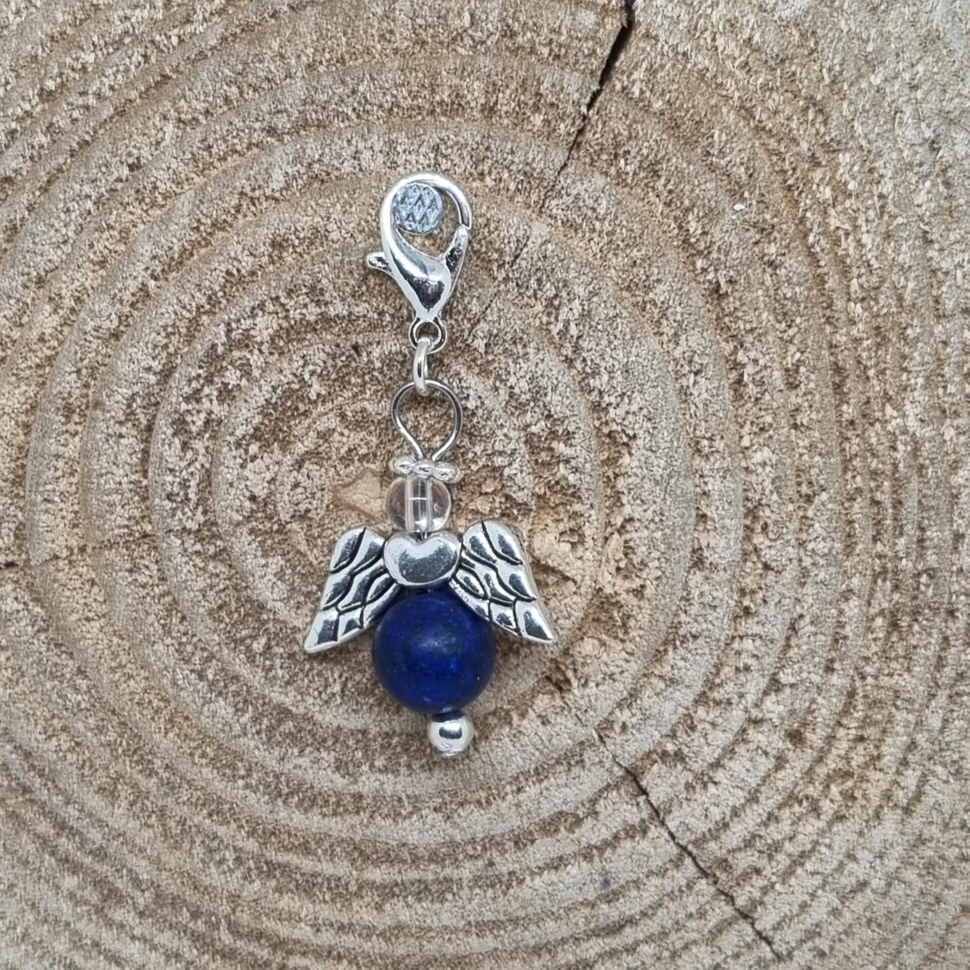 Geluksengel half edelsteen lapis lazuli
