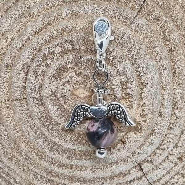 Geluksengel half edelsteen rhodoniet