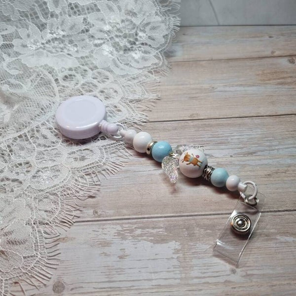 Badgehouder kerst wit/blauw