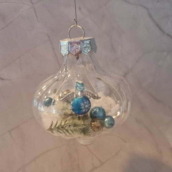 Kerstbal geribbelde druppel blauw