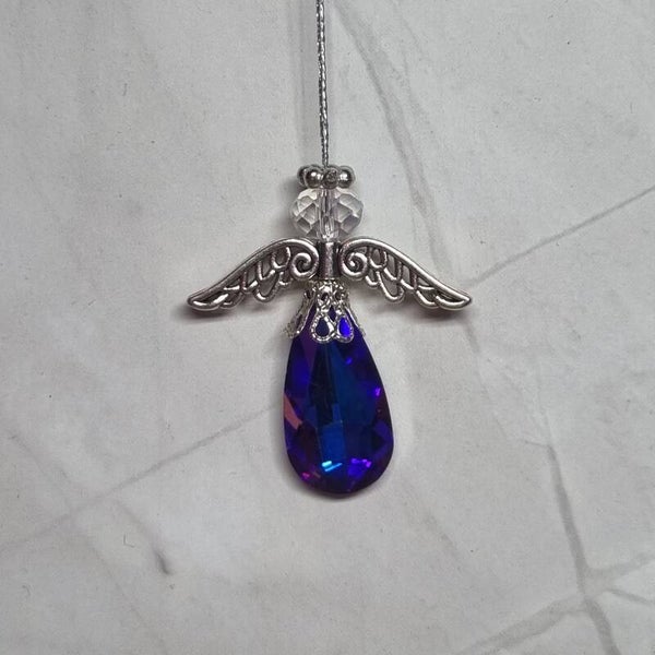 Glashanger druppel blauw/roze