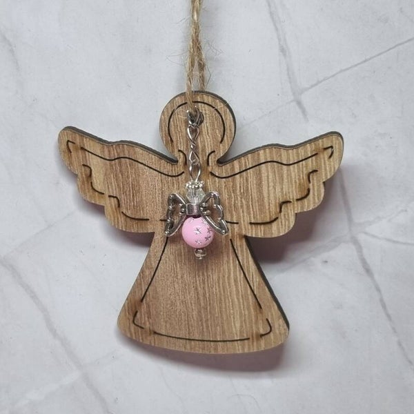 Houten engel roze