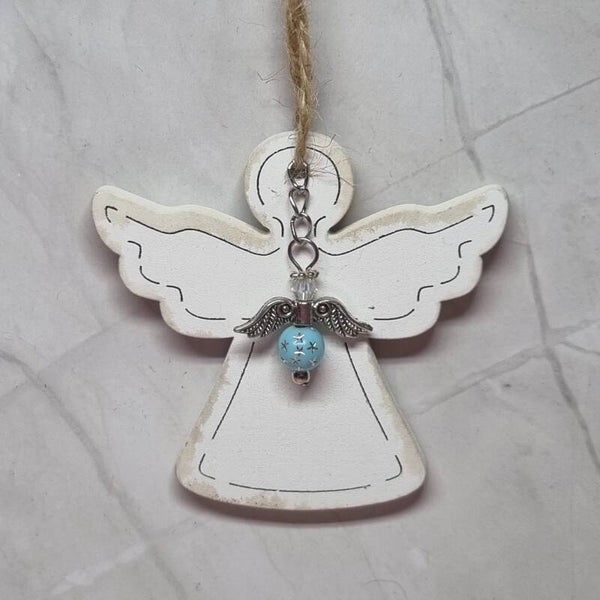 Houten engel blauw