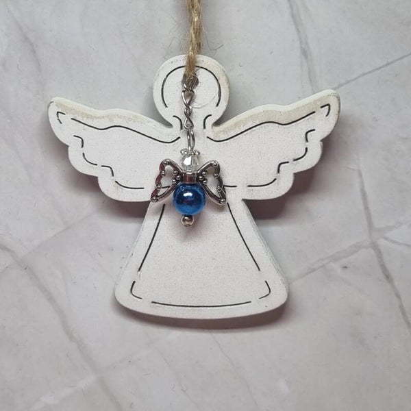 Houten engel blauw