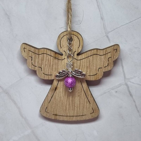 Houten engel paars