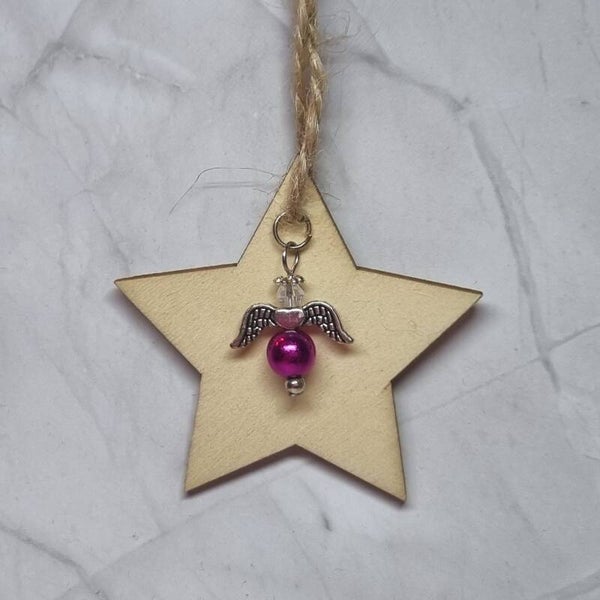 Houten ster roze