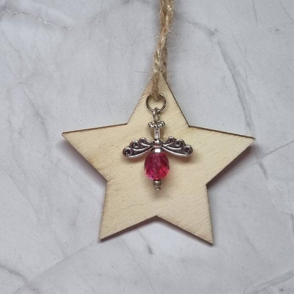 Houten ster magenta