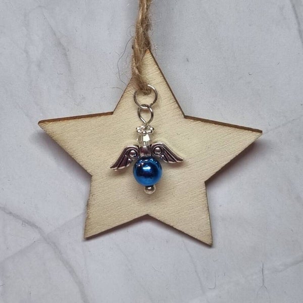 Houten ster blauw