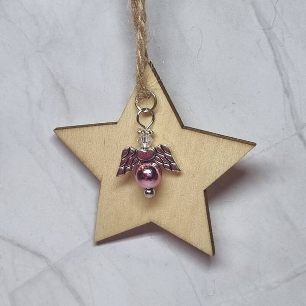 Houten ster roze