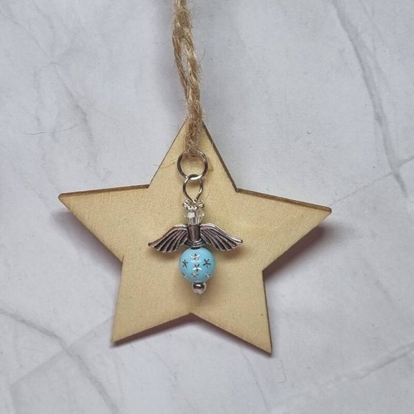 Houten ster blauw