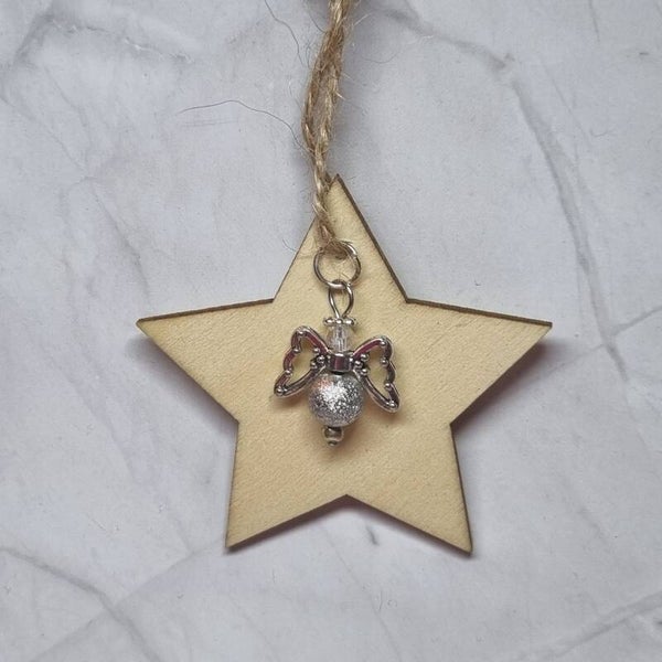 Houten ster zilver